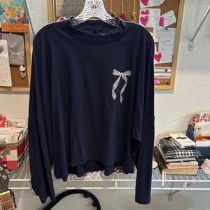 Aerie Navy Long Sleeve Top